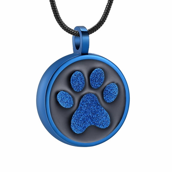 Round with Paw Print Pet Cremation Jewelry for Ashes Urn Necklace Lockets for Dog Cat Ashes Holder