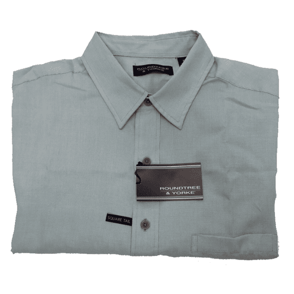 RoundTree and Yorke MEN'S Cotton Shirt,LIGHT AQUA, XL