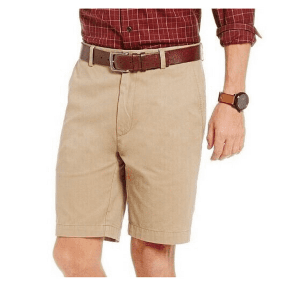 RoundTree and Yorke Men's, Casual Chino Shorts, Khaki, 42