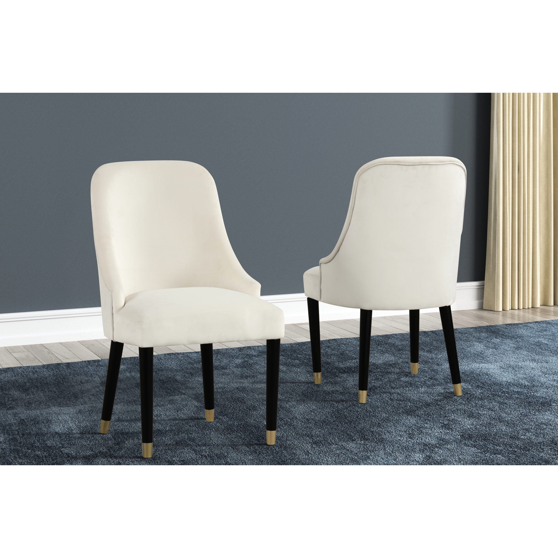 Rounded Back Cream 2pc Dining Chairs Contemporary Look for Dining Use — free download