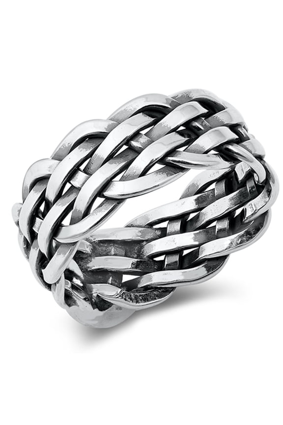 Rounded Braid Weave Knot Ring .925 Sterling Silver Band Jewelry Female Male Unisex Size 5