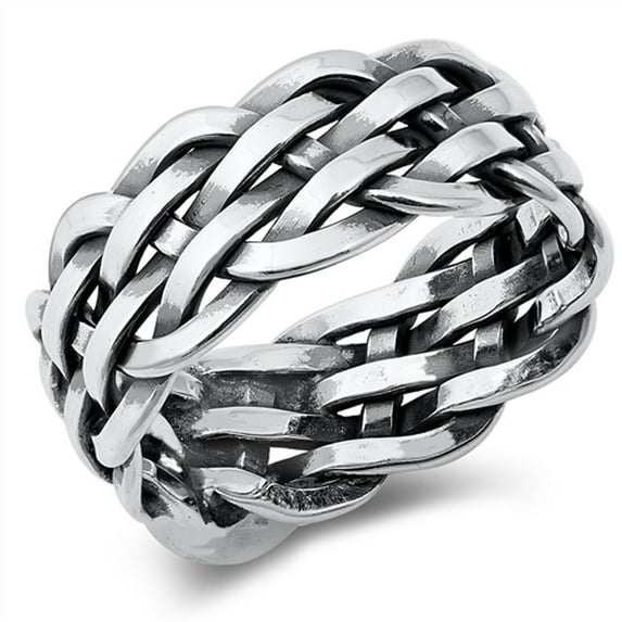 Rounded Braid Weave Knot Ring .925 Sterling Silver Band Jewelry Female Male Unisex Size 6
