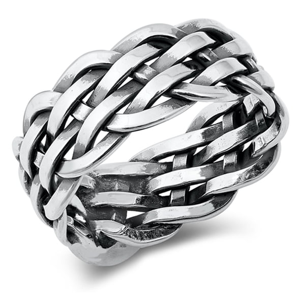 Rounded Braid Weave Knot Ring .925 Sterling Silver Band Jewelry Female Male Unisex Size 7