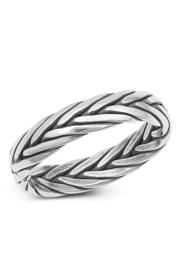 Rounded Braided Band Ring .925 Sterling Silver Wedding Band Jewelry Female Male Unisex Size 9