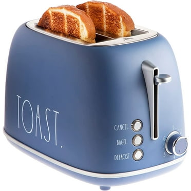 Rae Dunn Rounded Bread Toaster Stainless Steel Retro 2 Slice Toaster with Crumb Tray, Navy
