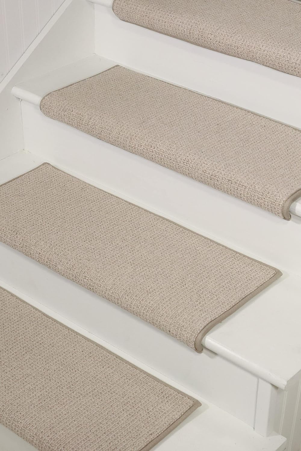 Rounded Bullnose Wool Carpet Stair Treads Anti Slip Indoor Stair Mats
