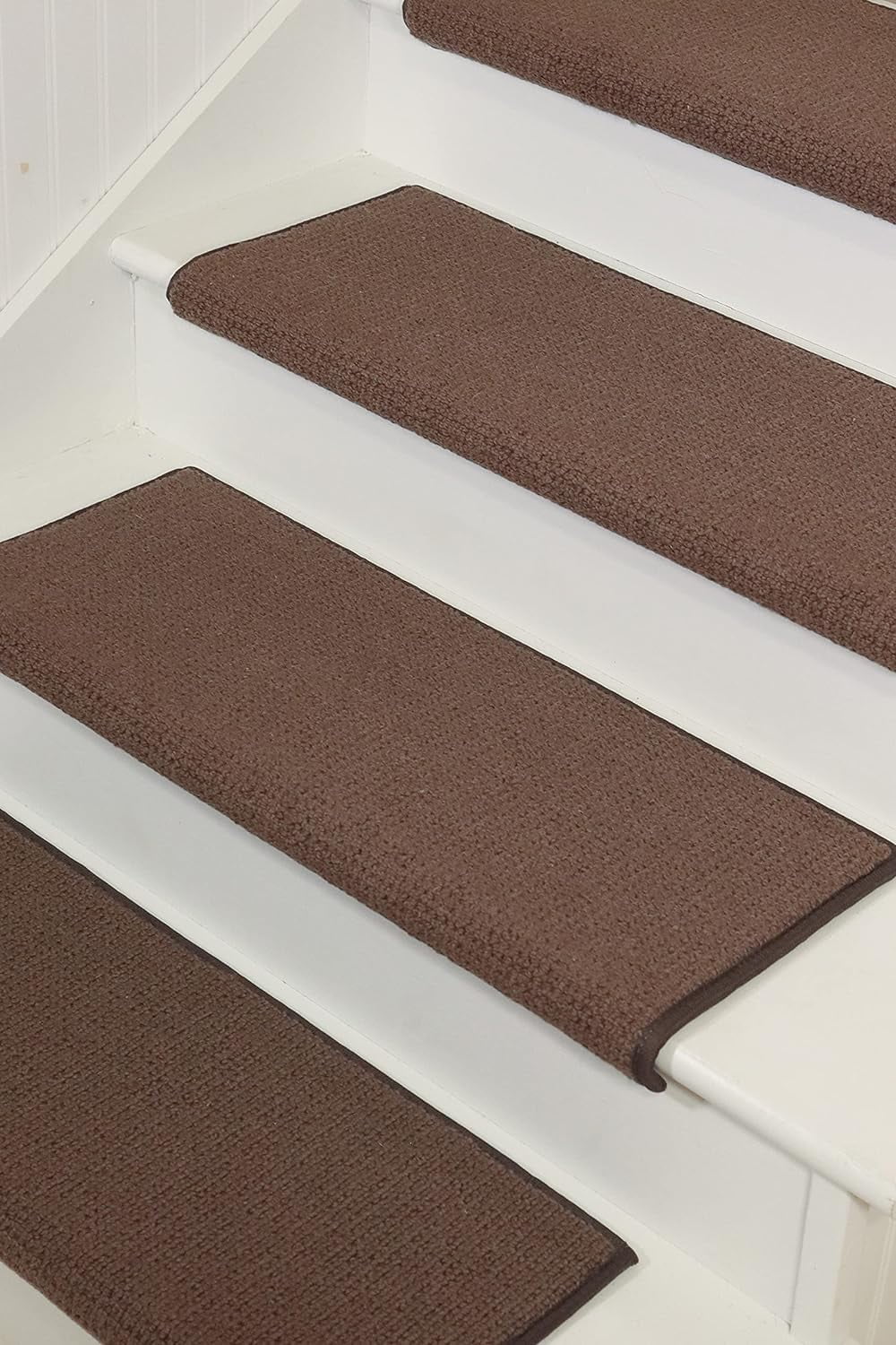 Rounded Bullnose Wool Carpet Stair Treads Anti Slip Indoor Stair Mats