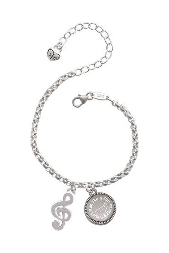 Rounded Clef Run Like a Girl - Strong and Fierce Engraved Bracelet