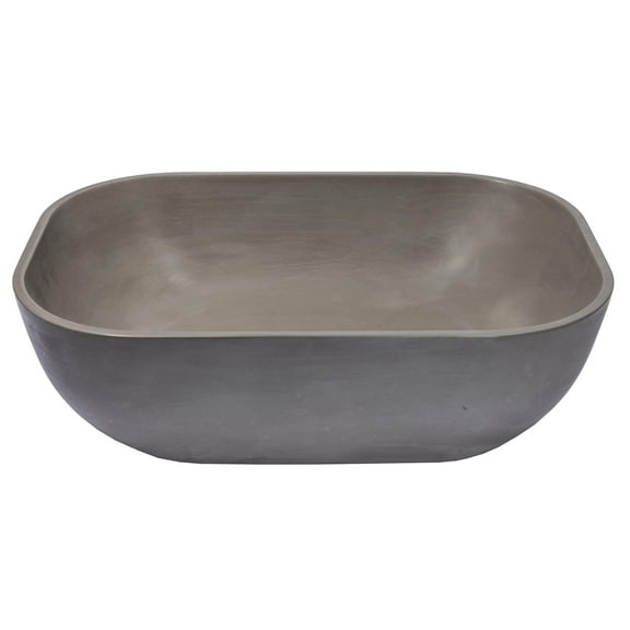 Rounded Corners Rectangular Concrete Vessel Sink - Dark Gray