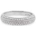 thumbnail image 1 of Rounded Cut 5 Row Diamond Ring for Women White Gold Rhodium Finish CZ Glitz Design, 1 of 4