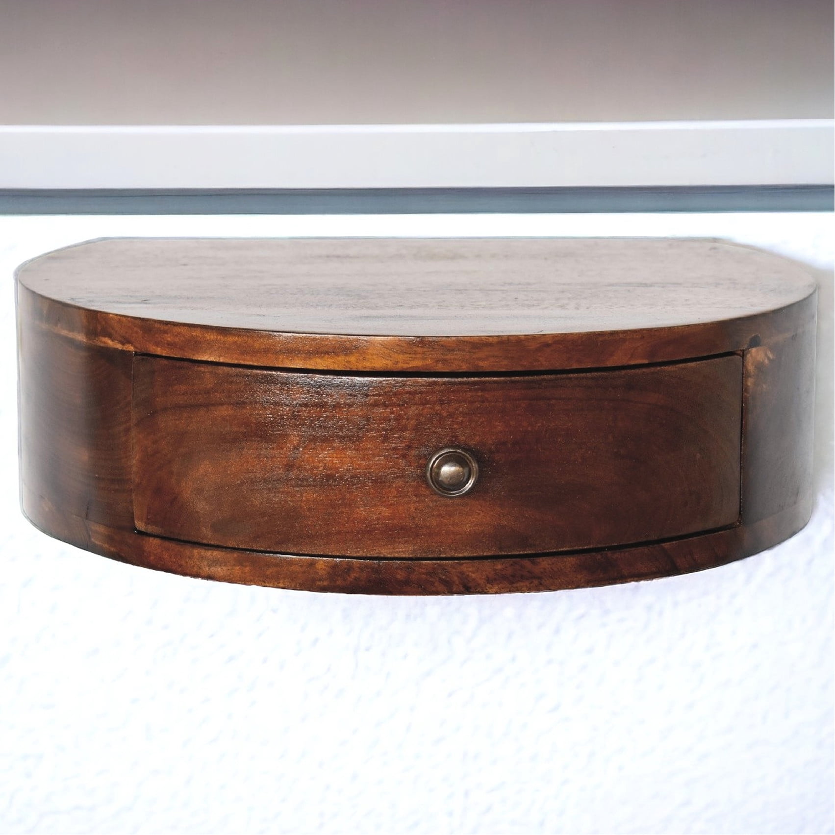 Drawer Rounded Esge Rounded Edges Chestnut Nightstand with Drawer / Attractive Bedside ...