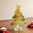 thumbnail image 1 of Rounded Handmade Glass Christmas Tree Figurine, Mini Crystal Tabletop Tree Decor with Star Topper for Desk, Shelf and Holiday Gift, 1 of 6