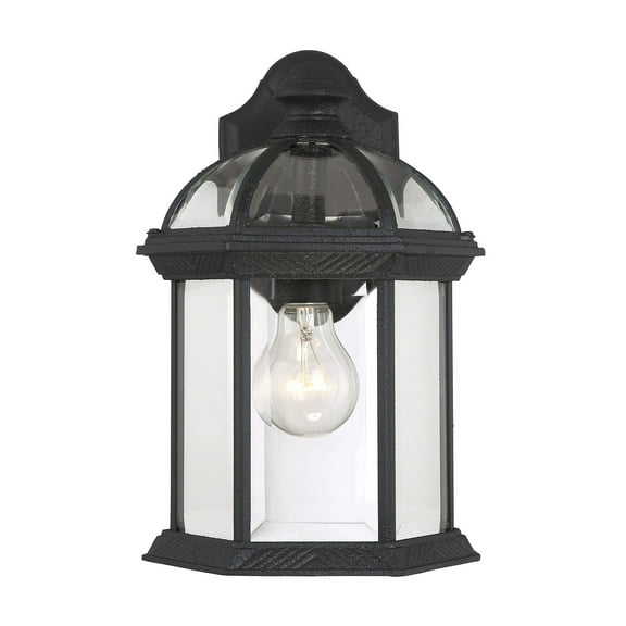 Rounded Outdoor Wall Lantern in Textured Black