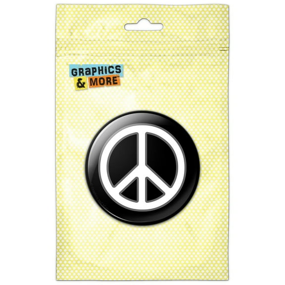 Rounded Peace Sign Symbol Black Refrigerator Button Magnet