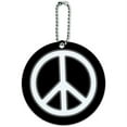 Rounded Peace Sign Symbol Black Round Luggage ID Tag Card for Suitcase ...