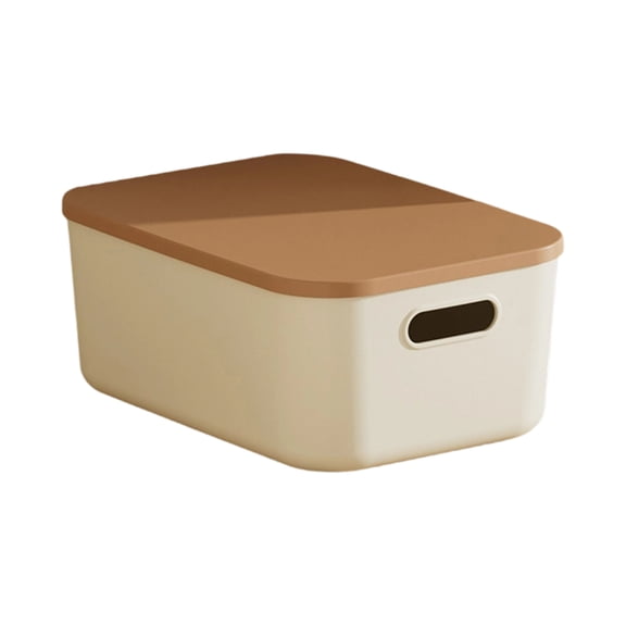 Rounded Rectangular Lidded Storage Bin Box, Back to School Dorm Room Essentials Closet Shelf and Desk Organizer