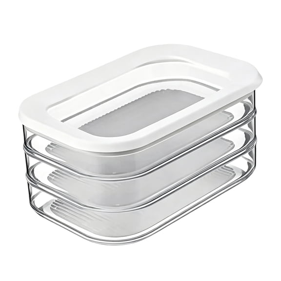 Rounded Stackable Food Storage Box | 3 Compartments with 1 Universal Transparent Framed Lid | Ideal for Cold Cuts, Cheese, and More