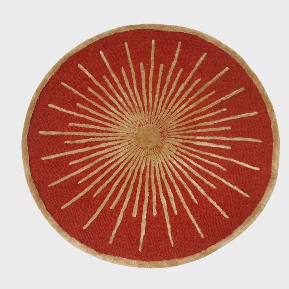 Rounded Sun Hand-Tufted Wool Handmade Area Rug Carpet for Living Room Bedroom