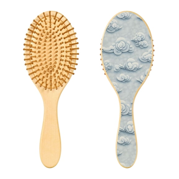 Rounded Tip Hair Brush with Rubber Cushion 9.25 Wooden Scalp Massage Comb Detangling Brush for All Hair Types The Clouds Pattern