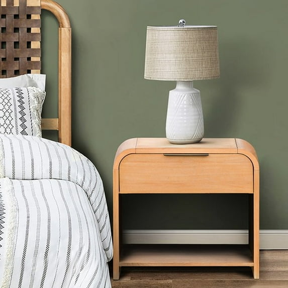 Rounded corner look - Drawer with 2/3 open feature - Bedroom night - time use - Adjustable levelers for stability