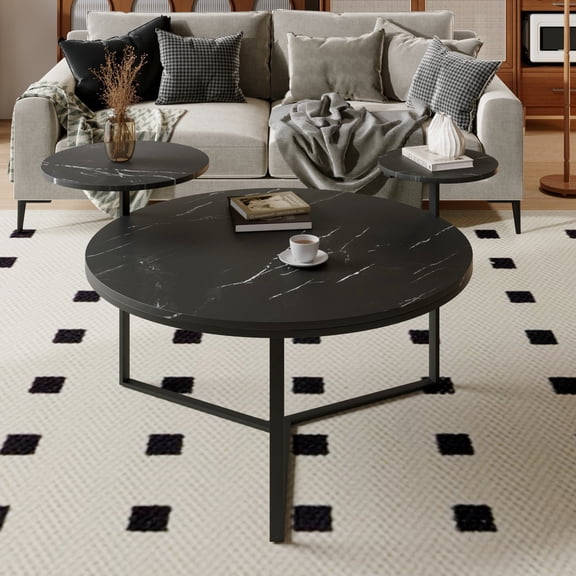 Rounded tabletop & black marble color - Add luxury to your living room