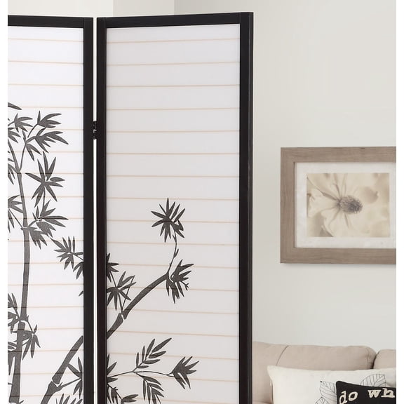 , Roundhill 3-Panel Oriental Shoji Screen/Room Divider, Black, Black ,Wood+Paper ,
