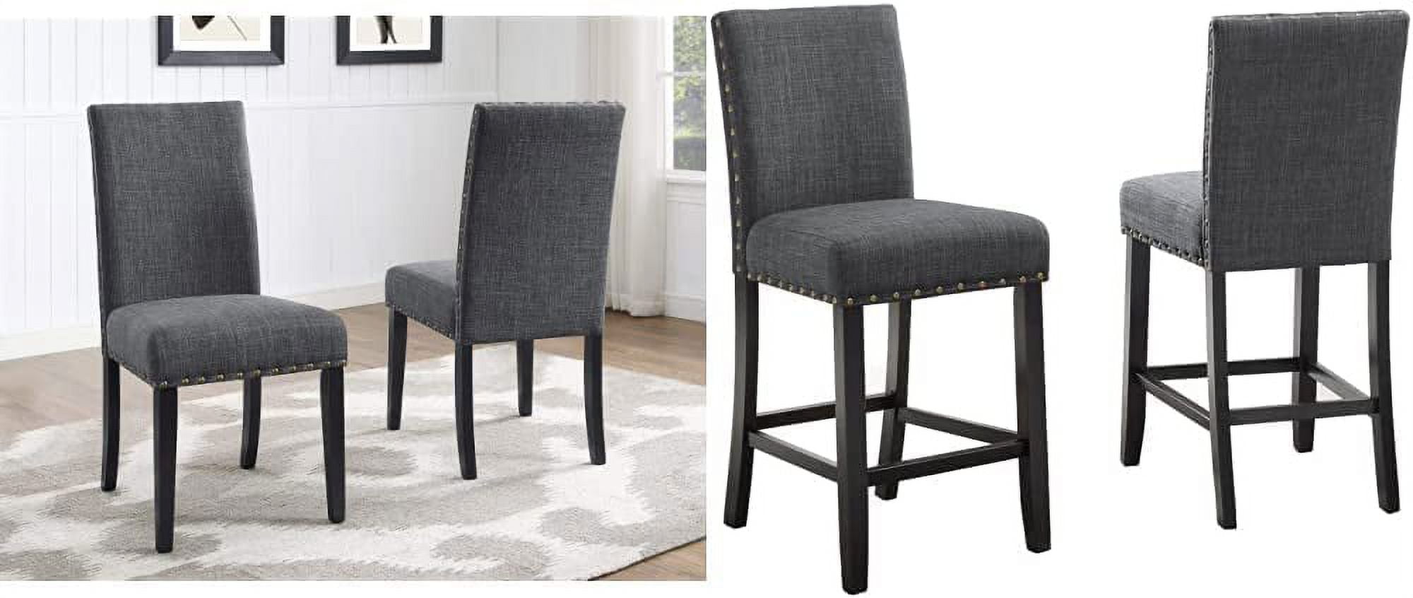 Roundhill Biony Blue Fabric Dining Chairs with Nailhead Trim