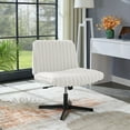 thumbnail interactive-video image 1 of Roundhill Blynn Adjustable Swivel Criss Cross Chair, Wide Seat Office Chair Vanity Chair, Cream White, 1 of 16