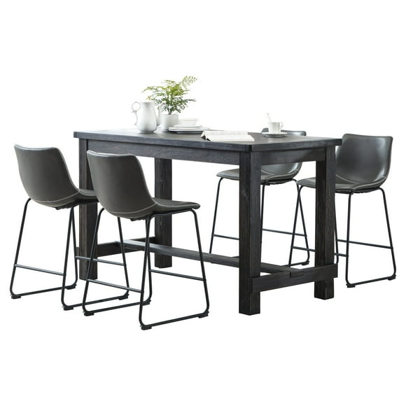 Roundhill Bronco Antique Finished 36'' Height 5-Piece Counter Height Dining Set, Gray