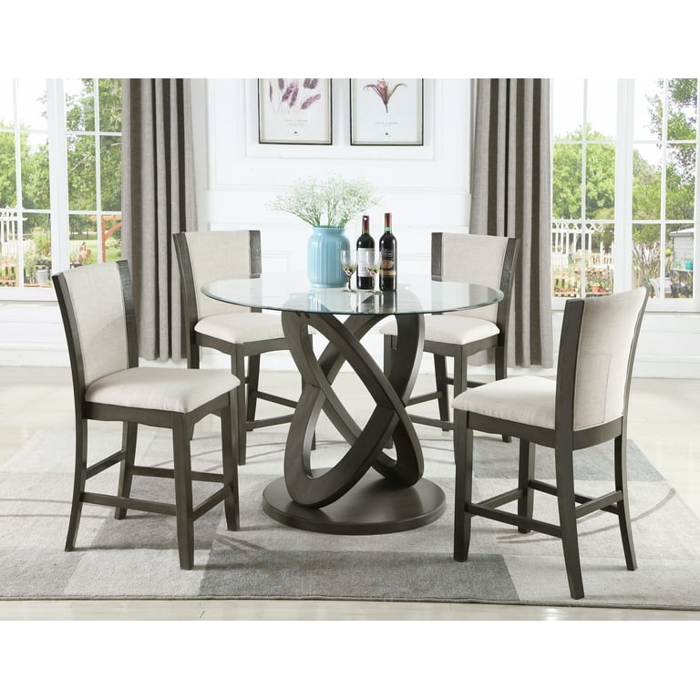 Counter height round store glass dining table set