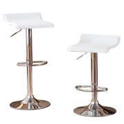Roundhill Contemporary Chrome Adjustable Swivel Stools with White Seat(Set of 2)
