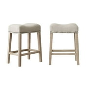 Roundhill Furniture 25.5 CoCo Counter Height Upholstered Stool, Tan, Set of 2