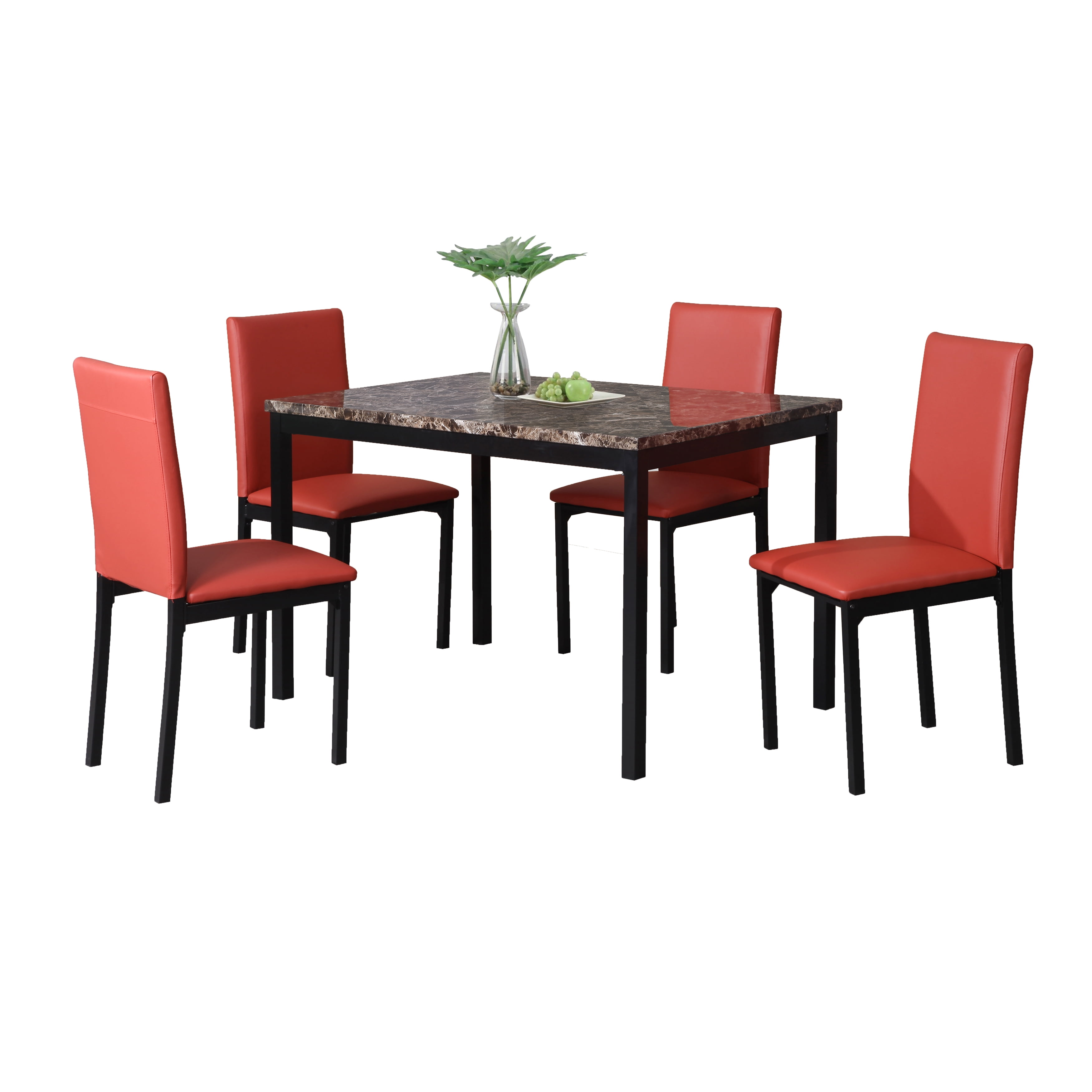 Roundhill Furniture 5-Piece Citico Metal Dinette Set with Laminated ...
