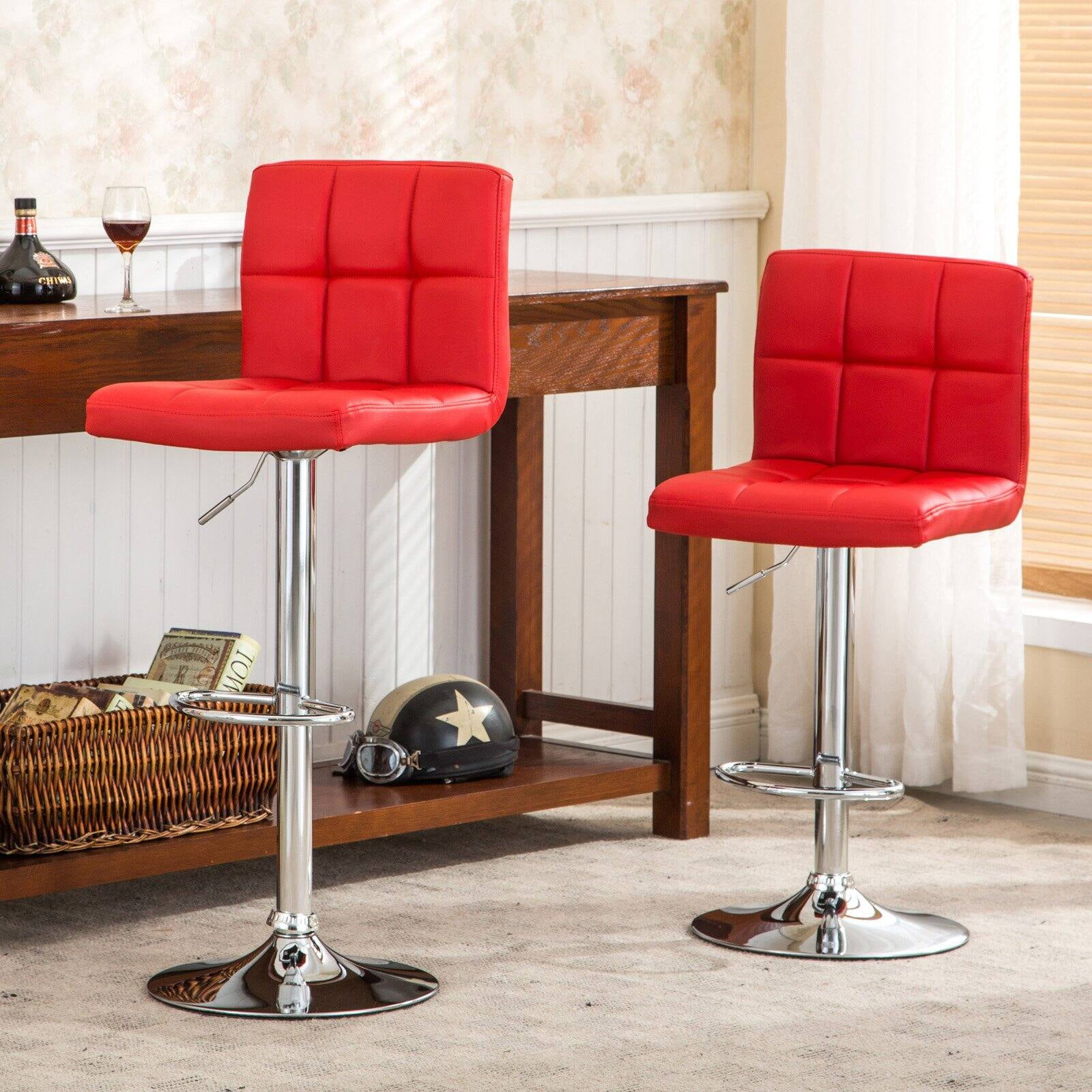 Roundhill Furniture Adjustable Height Hydraulic Swivel Bar Stools Set