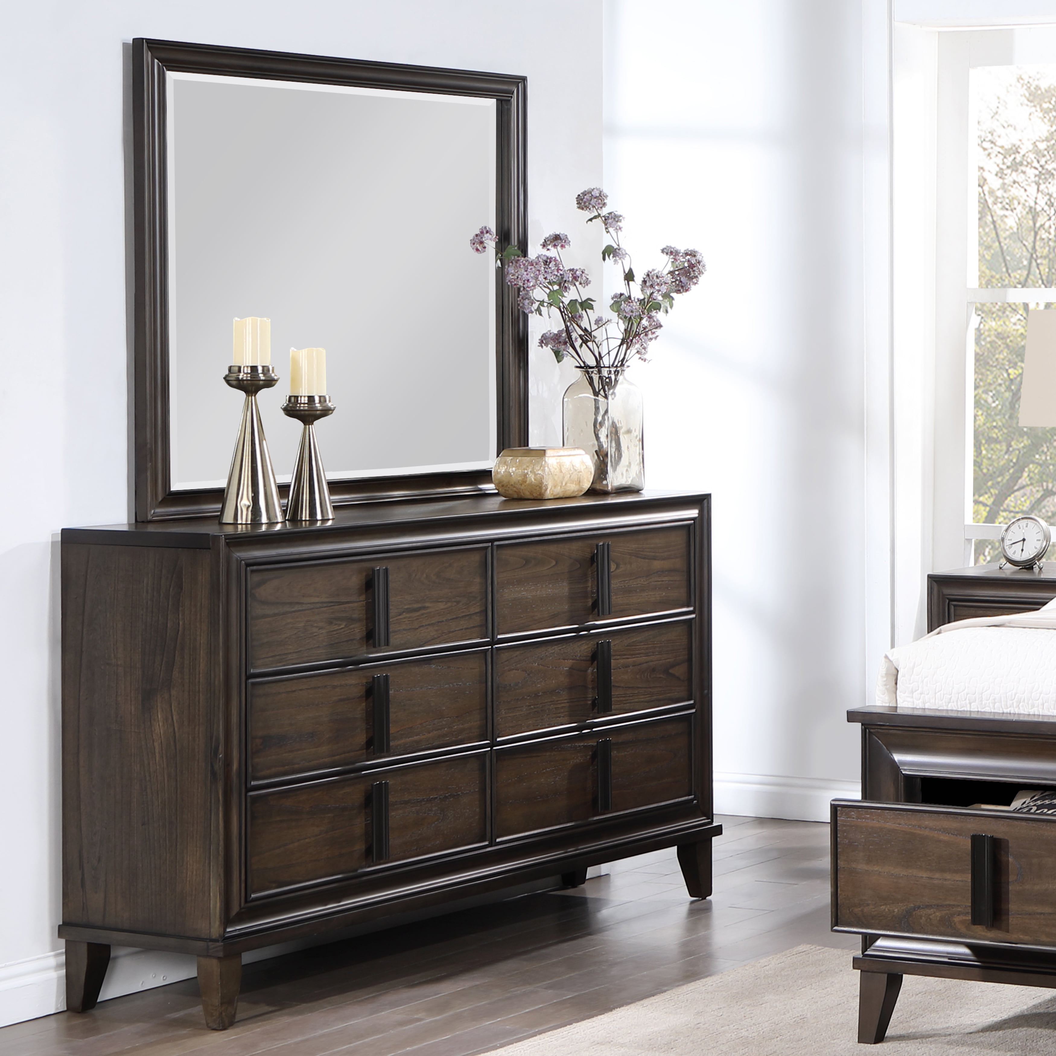 Roundhill Furniture Aetheria Contemporary Wood 6 -Drawer Dresser with ...