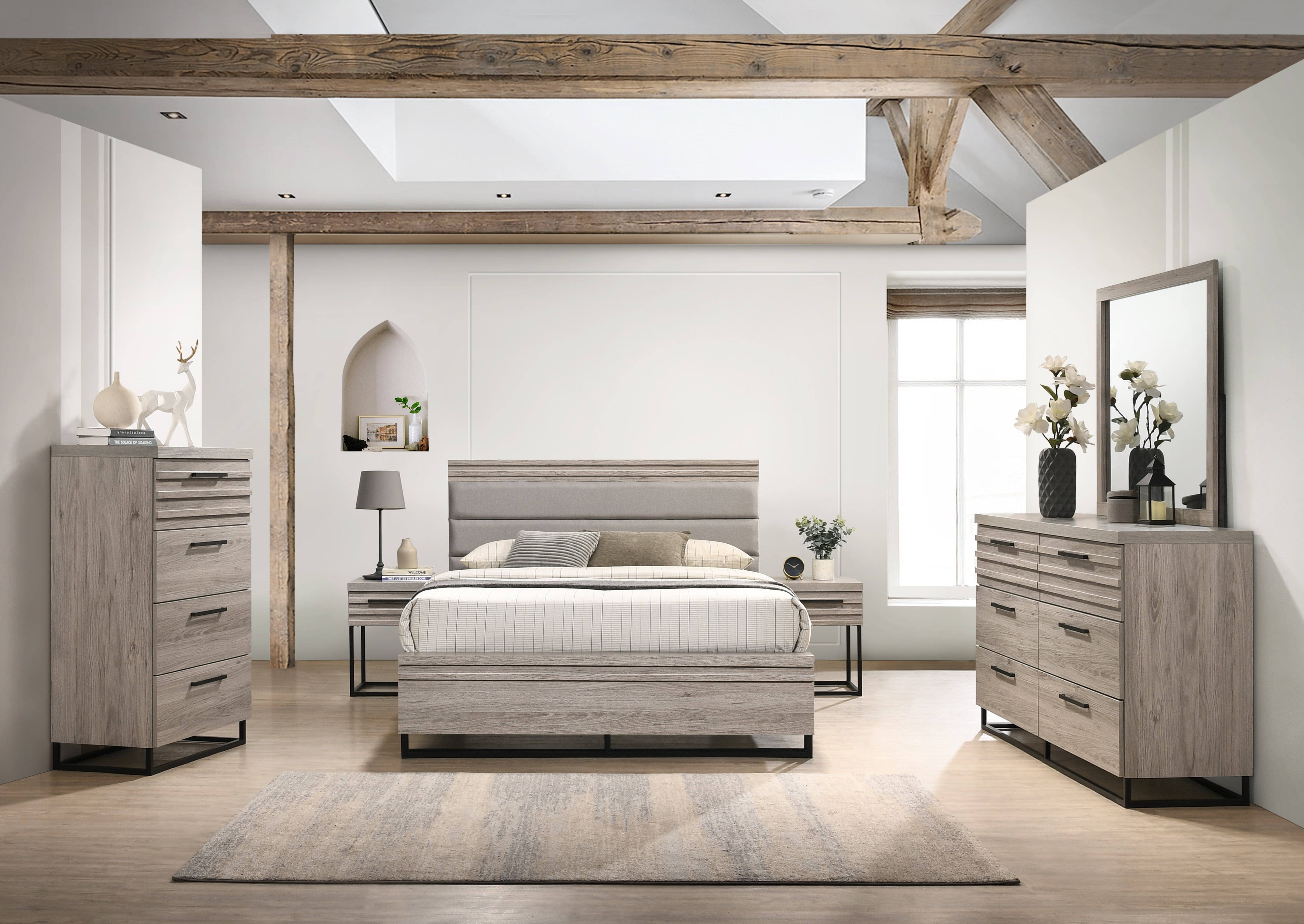 Roundhill Furniture Bedroom Furniture Bed Dresser King White