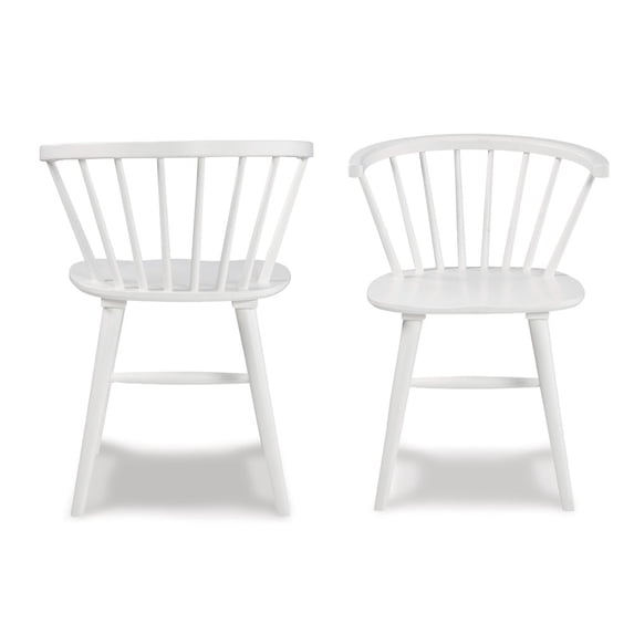 Roundhill Furniture Alwynn White and Natural Wood 5-Pc Dining Set, Table with 4 Windsor Chairs