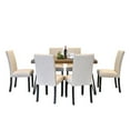 thumbnail image 1 of Roundhill Furniture Amisos 7-Pc Dining Set, Hairpin Dining Table with 6 Chairs, Tan, 1 of 13