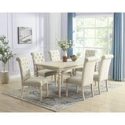 Roundhill Furniture Amonia 7 Piece Contemporary MDF & Rubberwood Dining Table Set, Tan