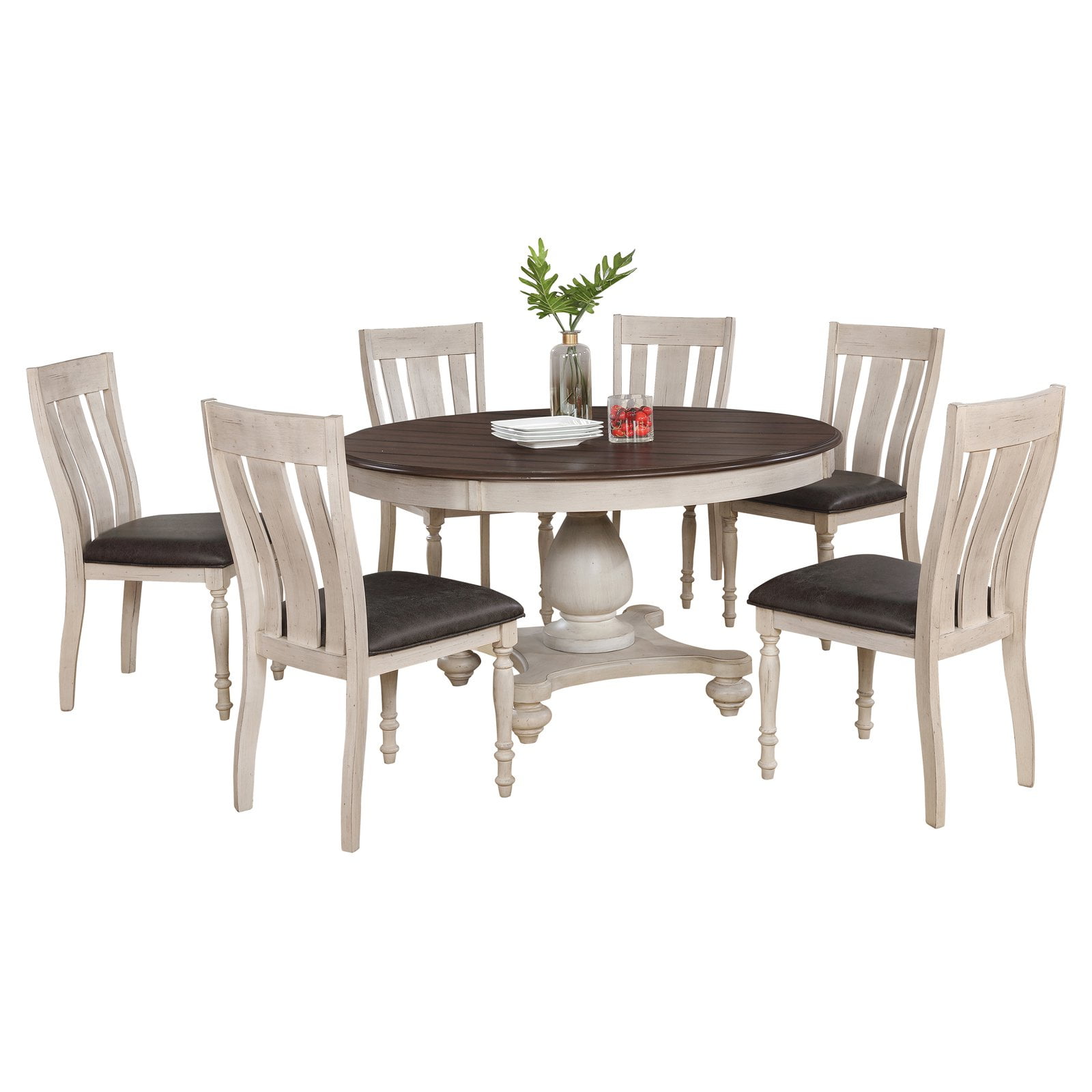 Roundhill Furniture Arch Round 7 Piece Dining Set - Walmart.com