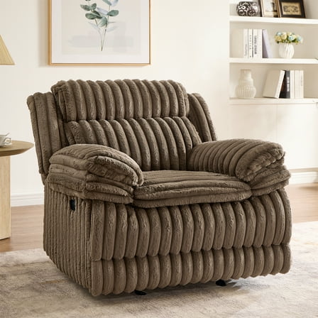 Roundhill Furniture Ardello Manual Recliner with Wide-Wale Corduroy Upholstery, Chocolate