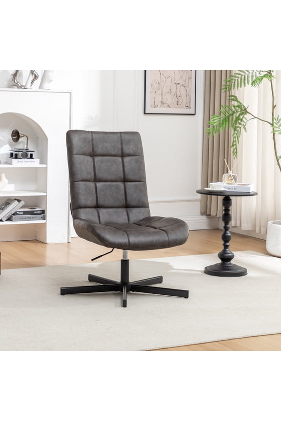 Arlena Faux Leather Tufted Swivel Accent Chair, Brown