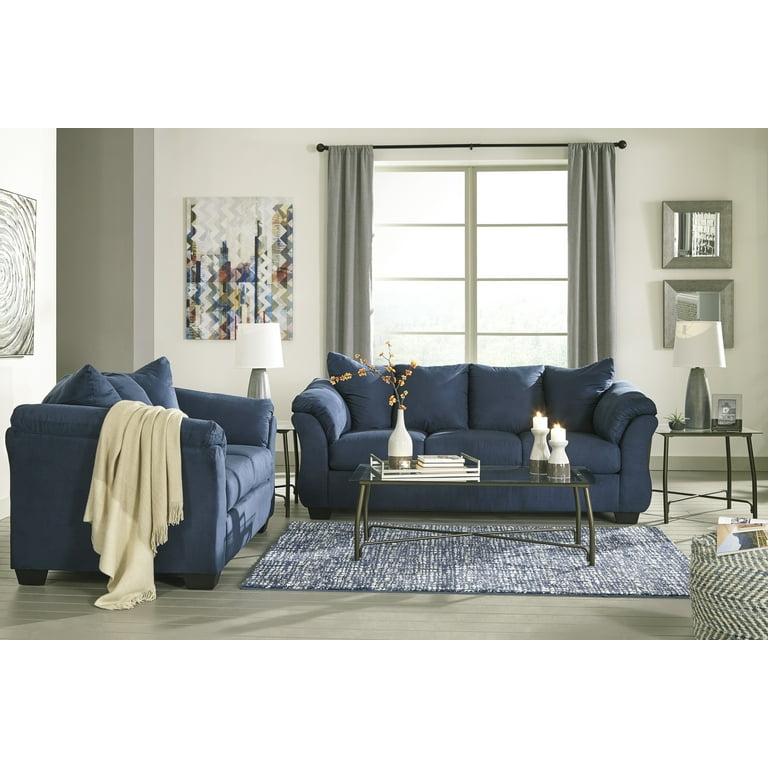Microfiber blue couch online