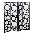 thumbnail image 1 of Roundhill Furniture Arvada 4-Panel Wood Room Divider w/Circle Pattern in Black, 1 of 5