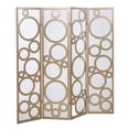 thumbnail image 1 of Roundhill Furniture Arvada 4-Panel Wood Room Divider w/Circle Pattern in Gold, 1 of 5