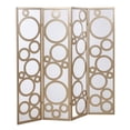 thumbnail image 1 of Roundhill Furniture Arvada 4-Panel Wood Room Divider w/Circle Pattern in Gold, 1 of 4