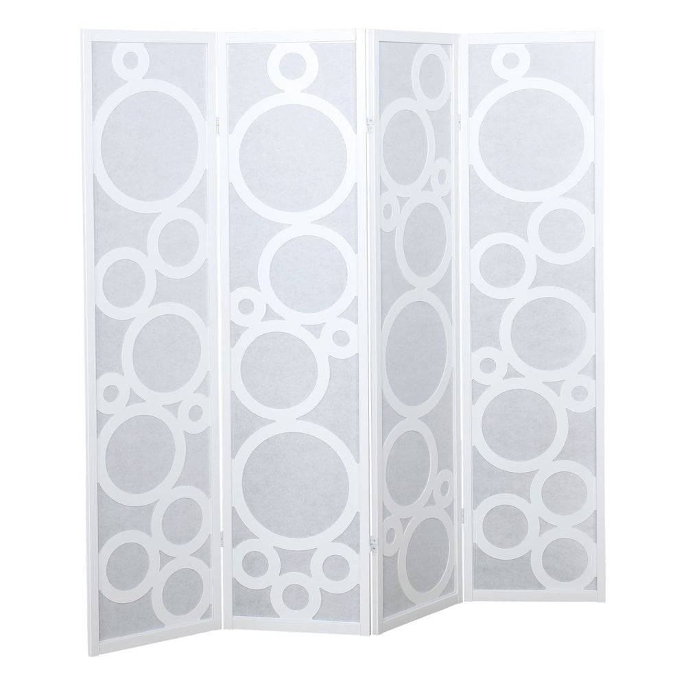 Arvada White Pine Wood and Fabric 4-Panel Folding Room Divider