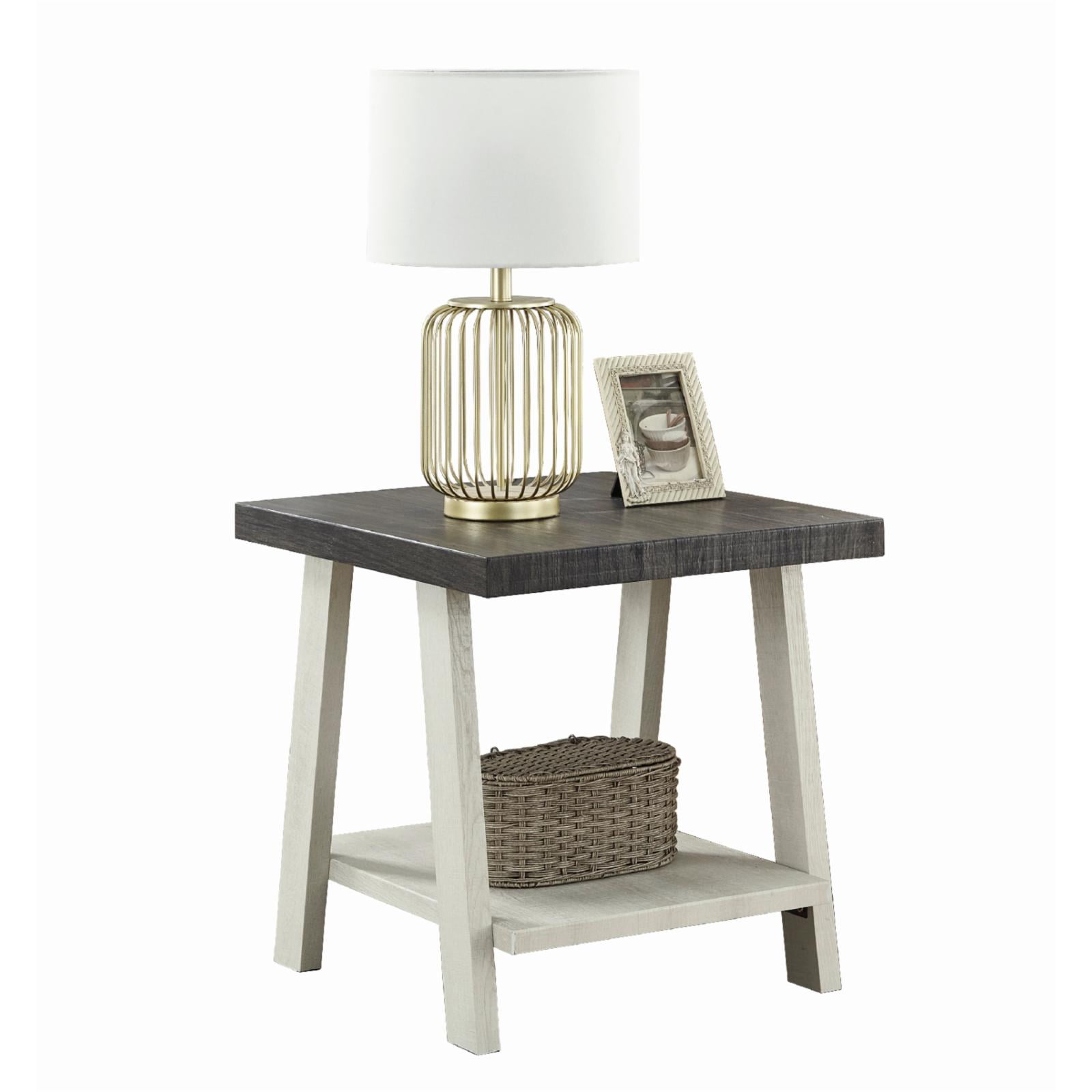 Roundhill Furniture Athens Contemporary Wood End Table Weathered Charcoal/Beige - Walmart.com