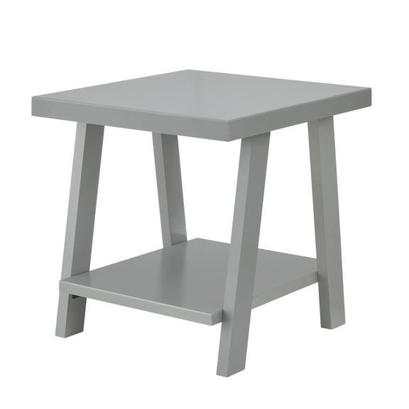 Roundhill Furniture Athens Contemporary Wood Shelf End Table in Gray