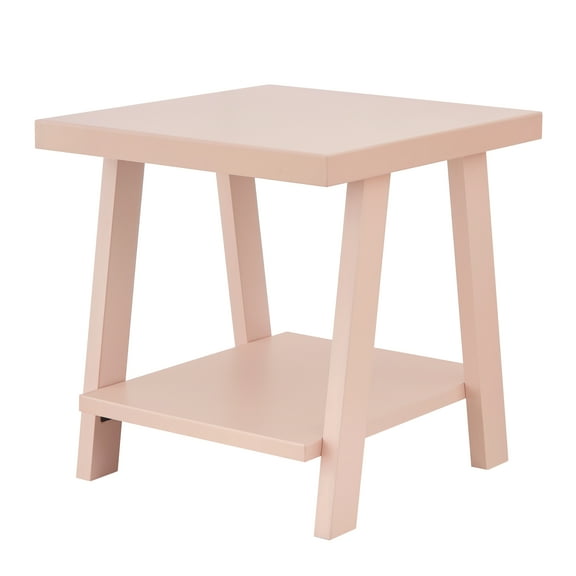 Roundhill Furniture Athens Contemporary Wood Shelf End Table in Pink